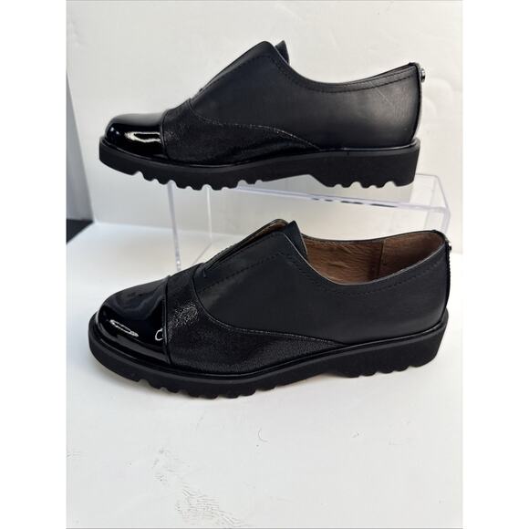 DONALD PLINER Womens 5.5 Cloud Slip-on Loafers Black Leather Patent NWB - Picture 6 of 10